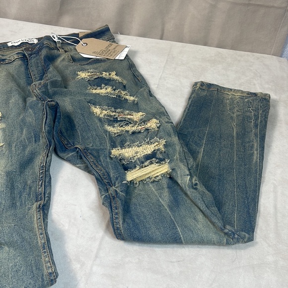 Evolution In Design Denim Jeans Slim Distressed 36” waist, 32” length, stretchy - Picture 6 of 12